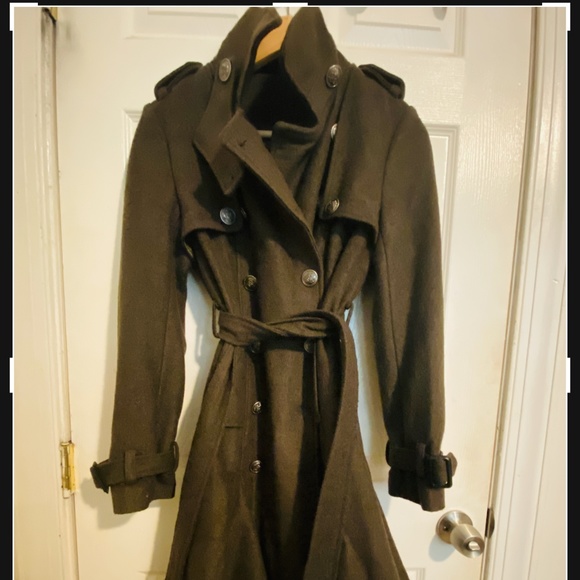 Olive green military style coat - Picture 2 of 2